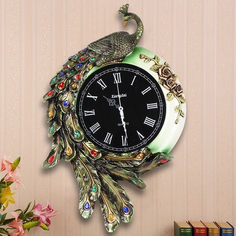 Fashion resin peacock wall clock vintage diamond Large mute personality watches and clocks Resin Watch Wall, Resin Peacock, Vintage Saat, Peacock Fashion, Clock Resin, Watch Wall, Resin Watch, Handmade Wall Clocks, Peacock Wall Art