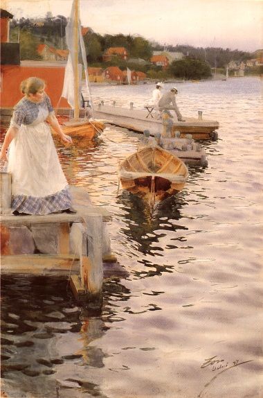 Anders Zorn, 1887. w Anders Zorn, Galleria D'arte, Carl Larsson, The Sound Of Waves, Auguste Rodin, Scandinavian Art, Painting Reproductions, Sailboats, Art Moderne