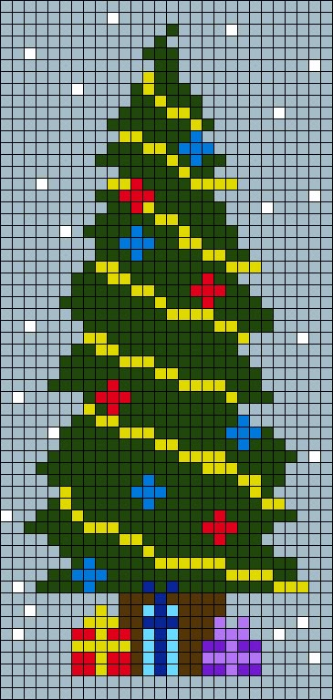 Christmas Tree Tapestry Crochet, Pixel Christmas Tree, Pixel Art Christmas Tree, Christmas Tree Pixel Art, Christmas Crochet Tapestry, Pixel Christmas Art, Pixel Art Pattern Christmas, Alpha Pattern Christmas, Christmas Cross Stitch Patterns Free Charts