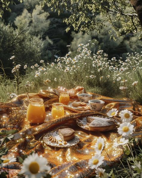 Picnic on another level ✨️🌟 . . #picnic #jewels #nature #scenery #beautiful #midjourney #ai #ia #art #digitalart #muffins #designmidjourney Fantasy Picnic Aesthetic, Beltane Picnic, Ethereal Picnic, Soft Summer Yellow, Picnic In Forest, Hobbit Picnic, Fantasy Picnic, Nature Picnic, Forest Picnic