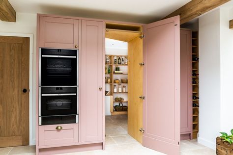 Hidden Walk In Pantry, Shelving Pantry, Organize A Small Pantry, Shelves Pantry, Larder Storage, Organize Pantry, Modern Shaker Kitchen, Cupboard Pantry, Pantry Lighting