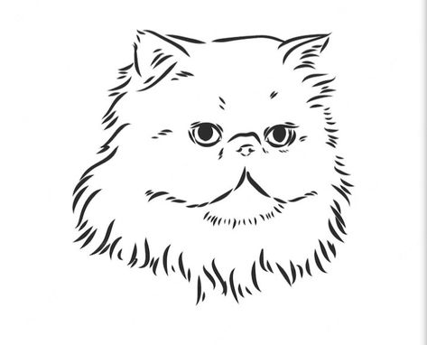 Persian Cat Tattoo Design, Persian Cat Outline, Persian Cat Tattoo, Persian Cat Drawing, Cat Outline Tattoo, Cat Outline, Pumpkin Tattoo, Cat Doodle, Cat Tattoo Designs