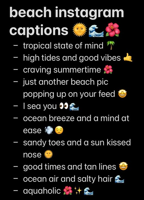 Sea Captions For Instagram, Beach Insta Captions, Sea Captions, Summer Quotes Instagram, Beach Instagram Captions, Beach Captions, One Word Instagram Captions, Short Instagram Captions, Witty Instagram Captions