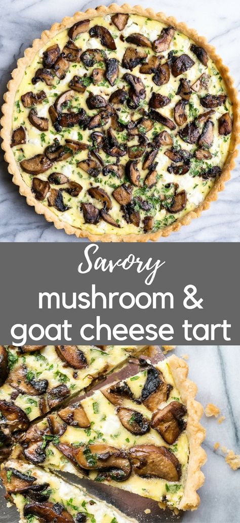 Crimini Mushroom and Goat Cheese Tart - Recipe by Cooks and Kid Savory Tartes, Appetizer Tarts, Mushroom Goat Cheese, Peanut Tofu, Savory Tarts, Creamy Goat Cheese, Goat Cheese Tart, Crimini Mushrooms, Cheese Tart