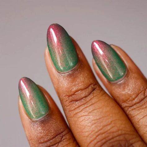 Green-Purple Nails, green nails, fall nails Purple Shimmer Nails, Purple Fall Nails, Shimmer Nails, Nail Shimmer, Nails Green, Cool Nail Designs, Fall Nails, Green Nails, How To Do Nails