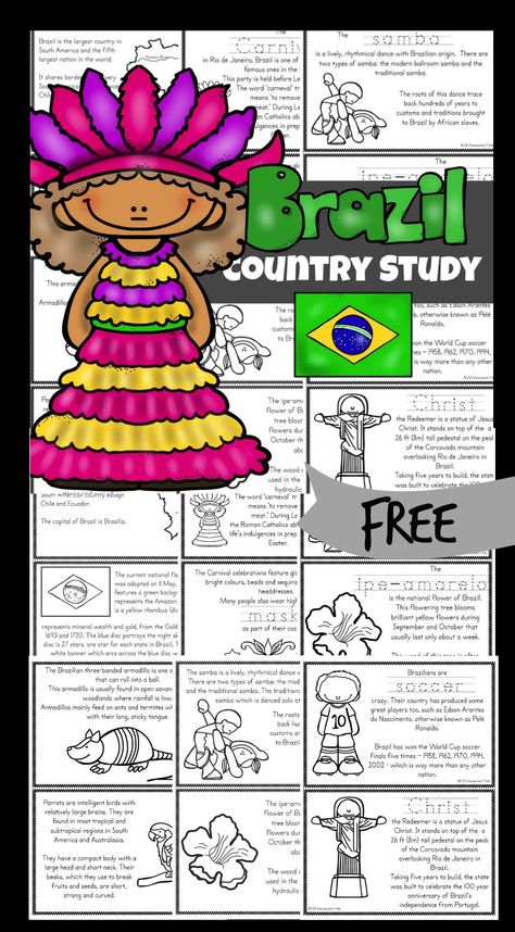 Canada For Kids, Brazil Facts, Germany For Kids, All About China, Country Study, Carnival Celebration, Brazilian Carnival, Christ The Redeemer Statue, Geography For Kids