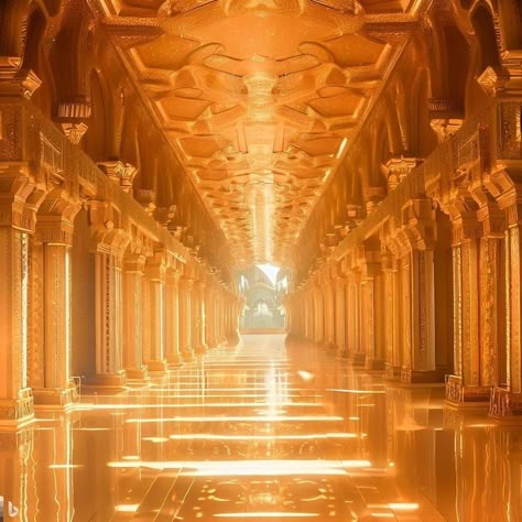 Golden Throne Room Fantasy Art, Divine Aesthetic Gold, Gold Kingdom Aesthetic, Golden Palace Aesthetic, Golden Palace Fantasy Art, Sun Kingdom Aesthetic, Royal Gold Aesthetic, Royal Kingdom Aesthetic, Sun Castle