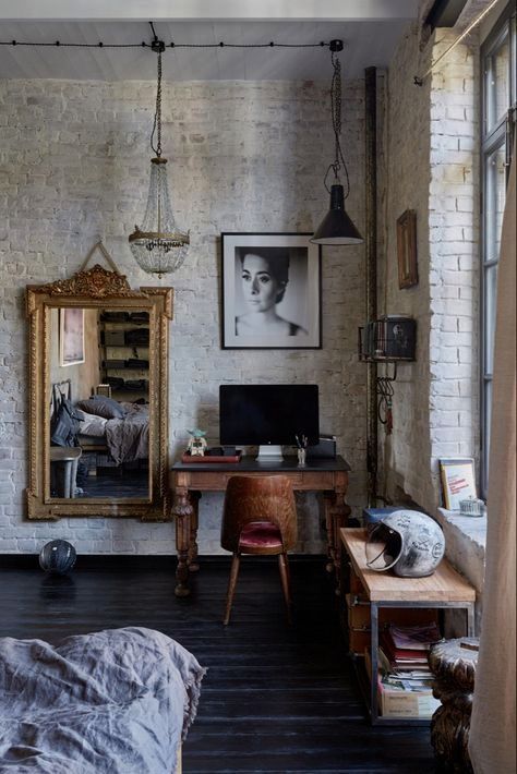 Stamp Poster, Meditation Rooms, Vintage Industrial Decor, Exposed Brick Walls, Brick Walls, Inspiring Spaces, Eclectic Interior, Exposed Brick, Eclectic Home