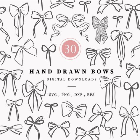 Bow Drawing, Lace Drawing, Illustrations Digital, Simple Drawings, Diy Invitation, Drawing Bag, Bow Tutorial, Art Simple, Wedding Bows