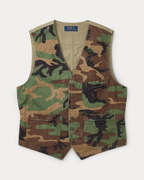 Discover the Camo Cotton Canvas Vest for men from Ralph Lauren today. Explore our latest collection today. Canvas Vest, Ralph Laurent, Usa Army, Vest For Men, Army Camo, Jacket Vest, Ralph Lauren Purple Label, Sports Blazer, Jumper Shirt