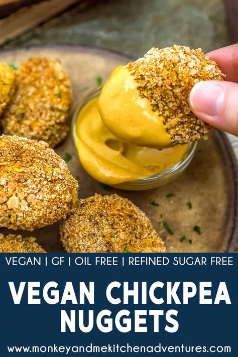 Chickpea Nuggets, Vegan Chickpea Burger, Vegan Chickpea Recipes, Garbanzo Bean Recipes, Monkey And Me Kitchen Adventures, Monkey And Me, Gluten Free Panko, Chick Fil A Sauce, Vegan Chickpea