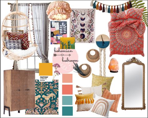 I was assigned a mood board on any of the interior design themes by my teacher and this is what I incorporated on Canva! Lemme tell you what actually is Bohemian style in a nutshell. Basically it's a free style arrangement and decoration of elements favouring personal predelictions. This is one of the major reason I personally like this style and was a piece of cake for me.Kinda! Tell me if i should compose more of these as I enjoyed making this assignment. Bohemian Mood Board, Boho Style Interior Design, Maggie Griffin Design, Bohemian Style Interior Design, Moroccan Style Interior, Mood Board Interior, Interior Design Bohemian, Bohemian Style Interior, Home Decor Quotes