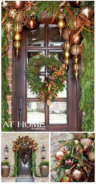 Design by DK Design/Christopher Todd, Photographed by Rett Peek for @At Home in Arkansas Magazine
http://www.athomearkansas.com/article/holiday-welcome Christmas Entry, Halloween Party Decor Diy, Christmas Door Decoration, Christmas Front Doors, Have Inspiration, Christmas Porch, Christmas Door Decorations, Black Christmas, Decoration Inspiration