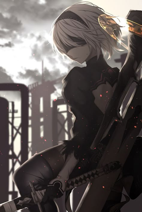 Nier Automata, White Hair, Anime Character, Hair, Anime, White, Black