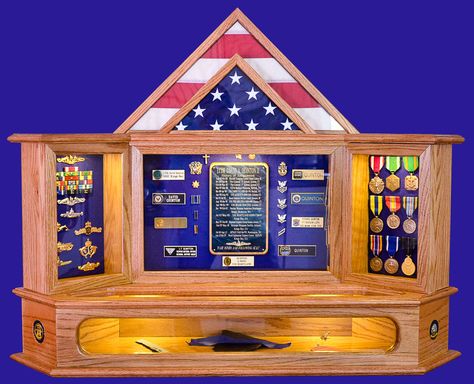 Twin Peaks Shadow Box - by ju7281 @ LumberJocks.com ~ woodworking ... Navy Chief Retirement, Large Shadow Box Frame, Military Shadow Box Ideas, Diy Shadow Box Ideas, Shadow Box Ideas Diy, Large Shadow Box, Shadowbox Ideas, Retirement Ceremony, Box Frame Ideas