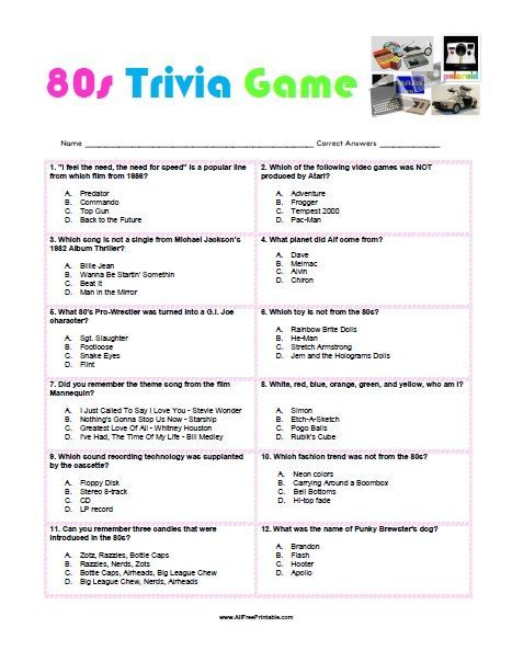 80s Party Games Adults, 80s Trivia, 80s Party Ideas, 80s Birthday Party, 80's Theme Party, Quiz Ideas, 80s Party Decorations, 80s Birthday Parties, 80s Birthday