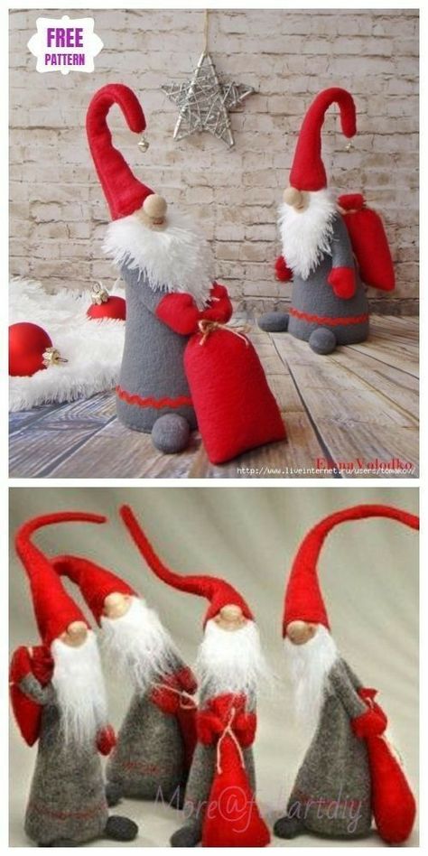 Christmas Craft Diy, Diy Santa, Beginner Sewing Projects Easy, Fabric Toys, Diy Gnomes, Gnome Patterns, Gnomes Crafts, Santa Clause, Sewing Toys