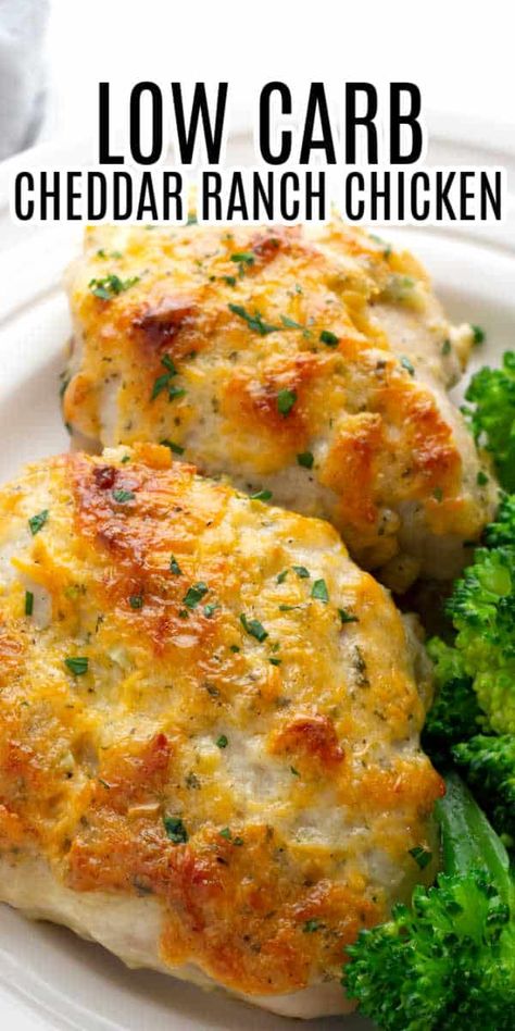 Low Carb Baked Chicken, Ranch Chicken Thighs, Cheddar Ranch Chicken, Baked Ranch Chicken, Low Calorie Chicken, Baked Chicken Recipe, Ranch Chicken Recipes, Baked Chicken Recipes Easy, Chicken Tenderloin Recipes