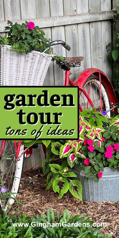 Do you love going on garden tours and getting loads of ideas for your own gardens? Stop by Gingham Gardens for a virtual garden tour and get lots of ideas you can use in your own flower beds. Country garden decor.