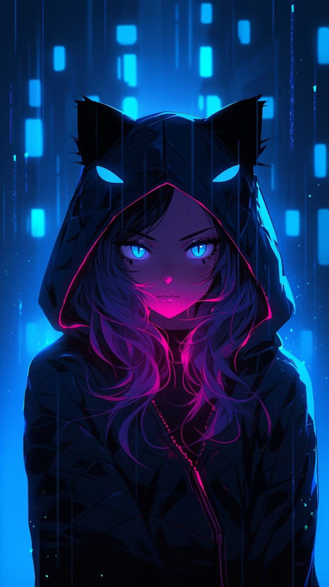 Whatsapp Wallpaper Cute, Neon Backgrounds, Images Kawaii, Cat Girl, Cute Anime Pics, Girly Art, Anime Artwork, الرسومات اللطيفة, Character Portraits