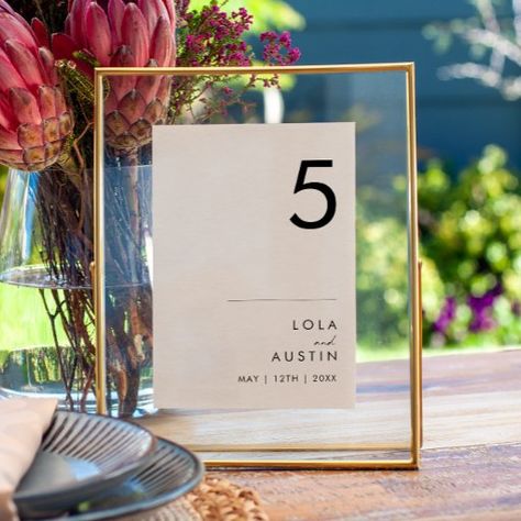 Modern Minimalist Table Number Boho Party Theme, Unique Engagement Party, Modern Engagement Party, Minimalist Gift Ideas, Simplistic Wedding, Minimalist Reception, Wedding Invitation Message, Table Number Sign, Wedding Table Cards