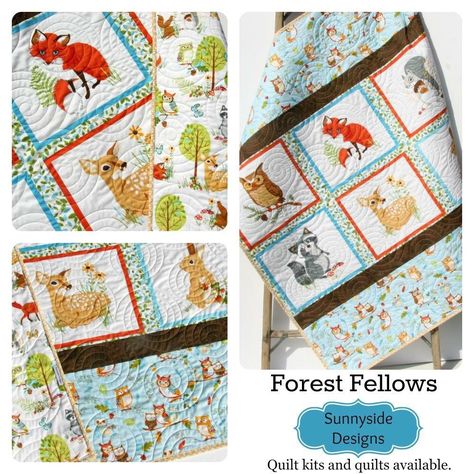 New release!  Forest fellows is a fun woodland nursery design, great for boy or girl! Nursery Quilt, woodland baby quilt, toddler bedding, deer fox owls woodland animals by Sunnyside Designs Forest Baby Quilt, Woodland Baby Quilt, Baby Toddler Bed, Woodland Quilt, Baby Quilt Kit, Forest Quilt, Baby Receiving Blankets, Modern Baby Quilt, Long Arm Quilting Machine