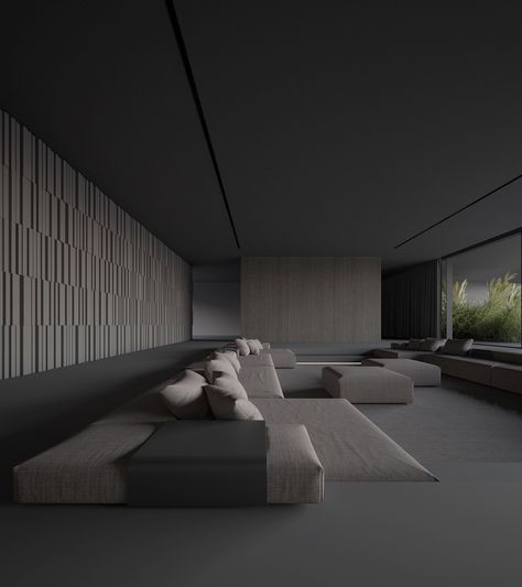 Project / 187 :: Behance Black Minimal Interior, Black Home Aesthetic, Interior Design 2024, 2024 Interior Design, Concrete Interior Design, Minimalistic Home, Grey Interior Design, Latest Living Room Designs, Black Interior Design