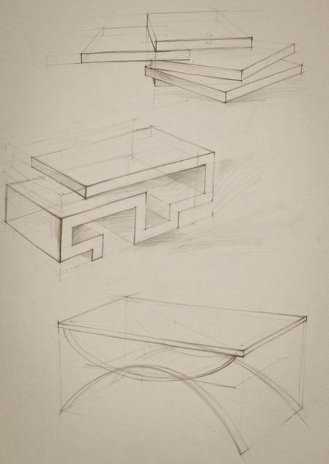 Table Perspective Drawing, Table Sketch Design, Coffee Table Sketch, Table Drawing Sketch, Furniture Drawing Sketch Interior Design, Perspective Furniture, Perspective Exercises, Table Perspective, Sketch Interior Design