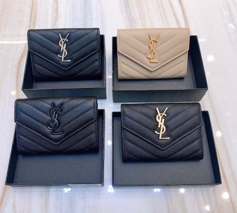 Ysl Mini Wallet, Luxury Wallets Women, Designer Wallet Aesthetic, Designer Card Holder Wallet, Ysl Wallets, Luxury Wallet Women, Saint Laurent Card Holder, Luxury Card Holder, Ysl Card Holder