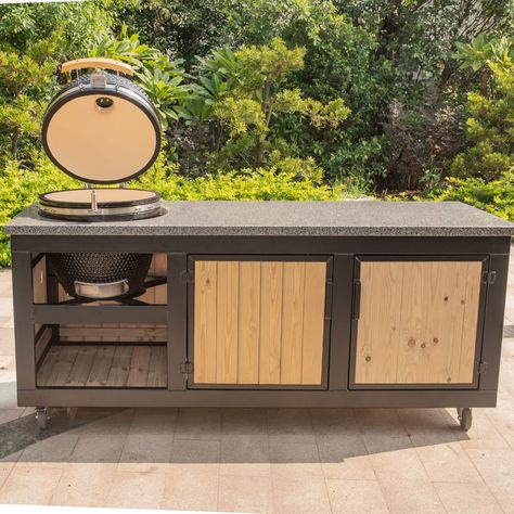 Kamado Grill Table, Big Chefs, Kamado Bbq, Brick Bbq, Bbq Table, Kamado Grill, Outdoor Barbeque, Grill Table, Outdoor Kitchen Plans