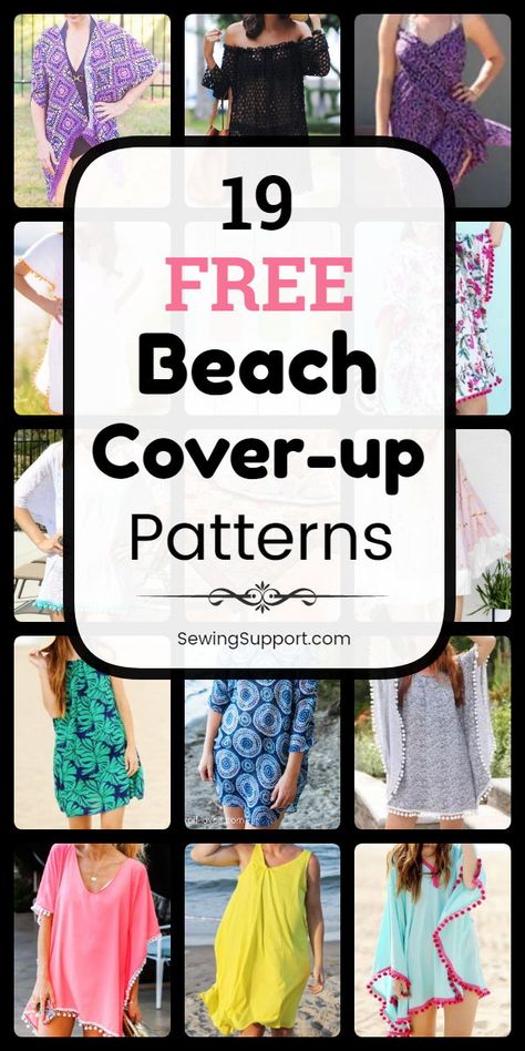 Kimono Beach Cover Up Diy Sewing Patterns, Beach Cover Up Patterns Free Sewing, Beach Cover Up Sewing Pattern, Free Beach Coverup Pattern, Diy Bathing Suit Cover Up, Easy Diy Sewing Projects Clothes, Summer Dress Diy Pattern, Easy Summer Sewing Patterns, Swimsuit Coverups Diy