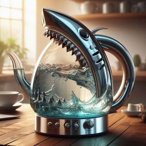 Shark-Shaped Glass Kettle: The New Wave in Kitchen Innovation Odd Furniture, Glass Kettle, Kitchen Innovation, Kitchen Gadgets Unique, Kitchen Things, Cool New Gadgets, Architecture Design Concept, The New Wave, Unique Kitchen