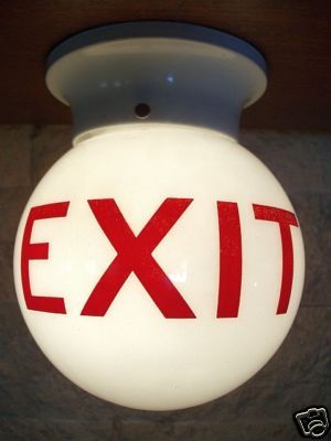 vintage exit sign Man Bathroom, Retro Desk Lamp, Sign Fonts, Modern Christmas Ornaments, Retro Desk, Industrial Safety, Collage Art Projects, Exit Sign, Woman Cave