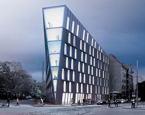 NRJA conceives multi-use office building in riga, latvia Future Architect, Multifunctional Office, Building Types, Retail Facade, Architectural Ideas, Commercial And Office Architecture, Office Building Architecture, Architectural Rendering, Office Tower