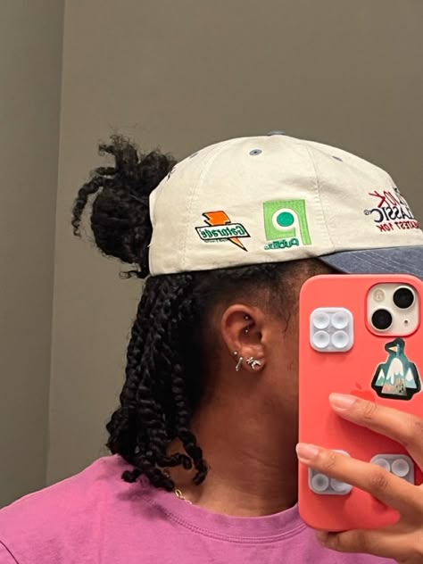 Hairstyle With Hat, Pose Studies, Hair With Hat, Mini Twists Natural Hair, Locs Journey, Short Twists, Locs Styles, Cute Box Braids, Hat Aesthetic