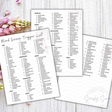 Trigger List Brain Dump, Trigger List For Planners, Planner Trigger List, Brain Dump Trigger List, Brain Dump List, Trigger List, Annual Planning, Out Of Your Mind, Friend Book