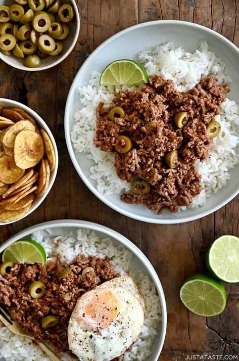 Cuban Picadillo, Recipes Ground Beef, Ground Beef Dinner, Hamburger Dishes, Cultural Food, Cuban Dishes, Cuban Cuisine, Over Easy Eggs, Just A Taste