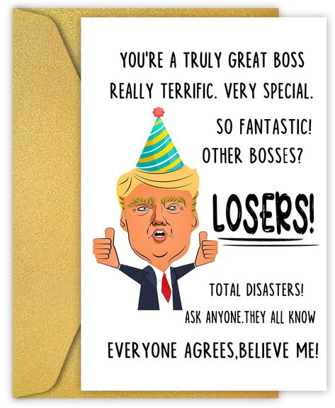 PRICES MAY VARY. Hilarious birthday or Boss's Day card! Want to be your boss's favorite? Get them something memorable- This birthday Card will make your boss laugh every time they use them. Printed on 300 grams of recyclable white paper, With a Pearl envelope and will be safe on the road to you. Cards measures 8 x 5.3 in. /20.5 x 13.6 cm when folded. We leave the inside blank for your message with an texture that is easy to write on and won't smudge. Thanks so much for visiting, and feel free to Birthday Card For Boss, Boss Birthday, Lady Boss, Funny Birthday Card, Boss Lady, Birthday Gift, Birthday, Funny