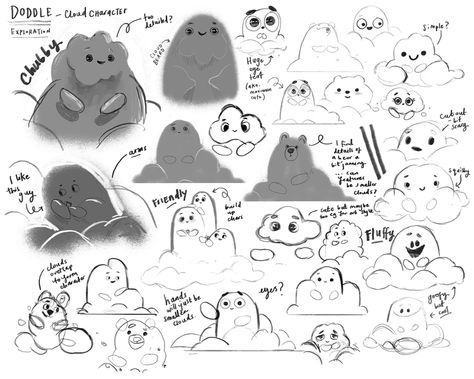 cloud character design - Google Search Clouds Character Design, Cloud Character Illustration, Fluffy Character Design, Weather Character Design, Bean Character Design, Air Character Design, Stone Character Design, Cloud Illustration Design, Object Character Design