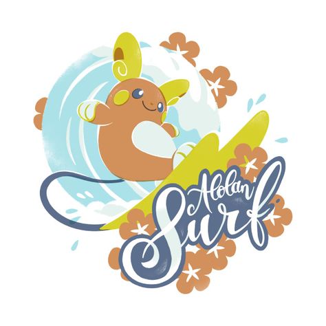 Alolan Surf - Raichu - T-Shirt | TeePublic Alolan Raichu Icon, Pokemon Alolan Raichu, Alolan Raichu Wallpaper, Happy Face Balloon, Summer Pokemon, Pokemon Illustration, Alolan Raichu, Pikachu Evolution, Rainbow Rocket