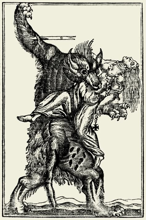 Werewolf devouring a woman, 19th century Lycan Aesthetic, Werewolf Character Design, Werewolf Character, Werewolf Au, Obscure Art, King Wallpaper, Celtic Fairy, Vintage Halloween Art, Great Works Of Art