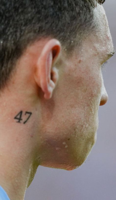 Football Number Tattoo, Phil Foden Tattoo, 47 Tattoo Number, 47 Tattoo, Bra Photos, Phil Foden, Manchester City Football Club, Fancy Desserts, Man City