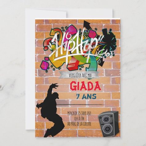 Hip hop birthday party invitation | Zazzle.com Perfume Styling, Hip Hop Birthday Party, Hip Hop Birthday, Nota Musical, Watercolour Cards, Save The Date Wording, Great Gifts For Dad, Birthday Party Invitation, Watercolor Cards