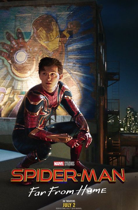 Spider-Man Far From Home Movie Poster 2019 Marisa Tomei, Maria Hill, Zombie Land, Spider Man Far From Home, Movie Wall, Cobie Smulders, Jeff Bridges, Tom Holland Spiderman, Far From Home