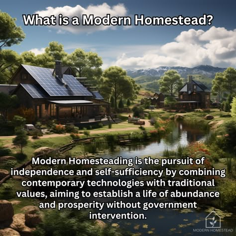 Our definition 🏡 What is your definition of a modern homestead? #modernhomestead #homestead #offgrid #offgridliving #ai 15 Acre Homestead Layout, Homestead Layout 5 Acres, Modern Homestead Aesthetic, 1 Acre Landscaping Ideas, California Homestead, Wyoming Homestead, Tennessee Homestead, Aesthetic Homestead, Offgrid Homesteading