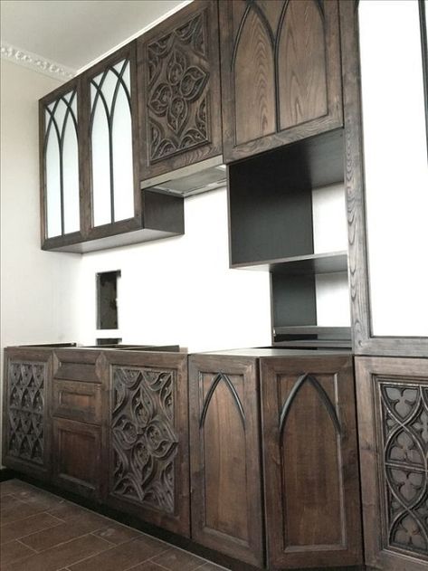 Kitchen Ideas Dark Cabinets, Kitchen Ideas Dark, Dark Home Decor, Goth Home, Goth Home Decor, Dark Home, Dark Cabinets, Gothic Decor, Gothic Home Decor