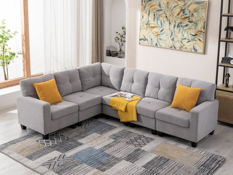 Latitude Run® Modular L-shaped Sofa Corner Sectional & Reviews | Wayfair College Rooms, Corner Sofa Living Room, Comfortable Sectional Sofa, Sectional Sofa With Storage, Velvet Corner Sofa, Gray Sectional, Sofa Ottoman, Upholstered Couch, Corner Couch