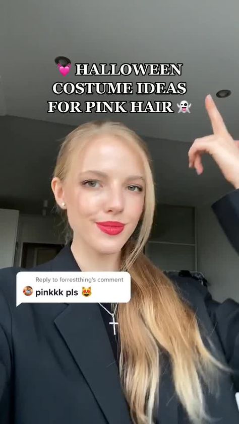 Marie Kitsóva(@mariekitsova) on TikTok: Halloween ideas for pink hair/wig 💓👻 which one is your fave? #halloween2020 #halloweencostumeideas #pinkhair #halloweencostumes #halloweenideas2020 Pink Hair Movie Characters, Costume Ideas With Pink Hair, Halloween Costume Ideas With Pink Hair, Hot Pink Hair Outfit Ideas, Halloween Costumes With Wigs Women, Costumes For Pink Hair, Costume Ideas Pink Hair, Halloween Costumes For Pink Hair, Pink Haired Halloween Costumes