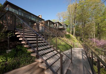 Grand Rapids Residence Deck - contemporary - porch - grand rapids - Rugo/ Raff Ltd. Architects Steps Railing, Modern Steps, Contemporary Porch, Porch Pictures, Porch Design Ideas, Step Railing, Leslie Jones, Railing Ideas, Landscape Architects