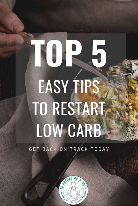 Having a hard time getting back on track with your low carb or keto diet? Here are the TOP 5 EASY TIPS on how to restart your diet easily. via @idratherbeachef Keto Whipped Cream, Getting Back On Track, Low Carb Sweeteners, Keto Pancakes, Keto Brownies, High Fat Diet, Low Carb High Fat, Carb Diet, A Chef